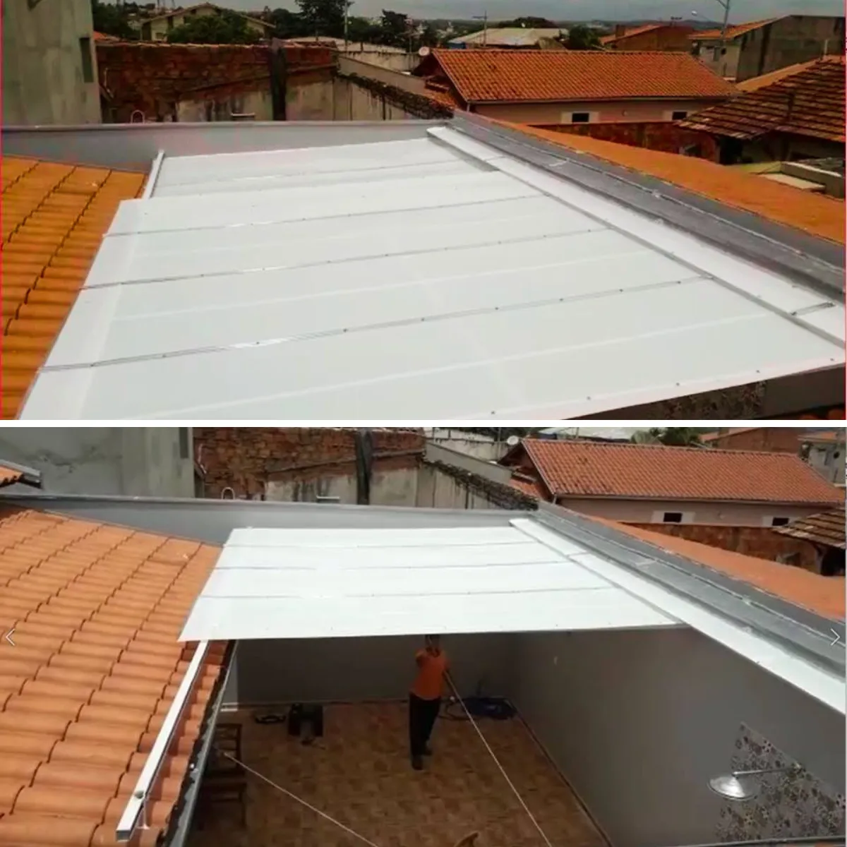 Cobertura Retrátil Policarbonato/Telha/Vidro em Sumaré SP — Instalação em área gourmet com churrasqueira