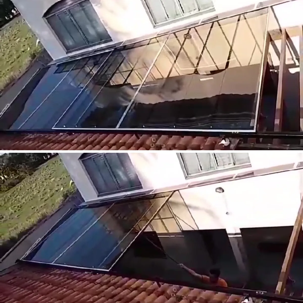 Cobertura Retrátil Policarbonato/Telha/Vidro em Sumaré SP — Cobertura em quintal residencial coberto